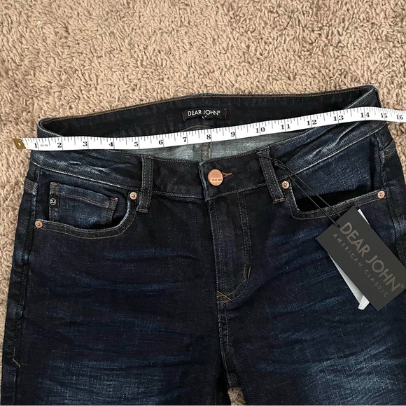 Dear John Dark Wash Mid Rise Flare Distressed Denim Wide Leg Jeans SZ 27 BNWT - Picture 7 of 12